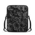Black Rose Print Rectangular Crossbody Bag