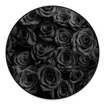 Black Rose Print Round Floor Mat