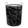 Black Rose Print Round Laundry Basket