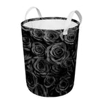 Black Rose Print Round Laundry Basket