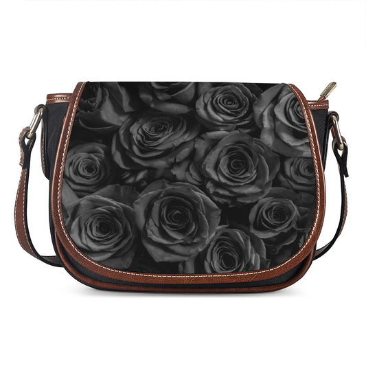 Black Rose Print Saddle Bag