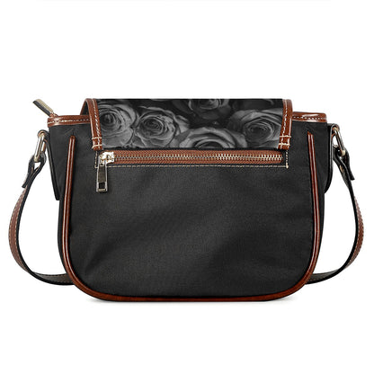 Black Rose Print Saddle Bag