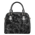 Black Rose Print Shoulder Handbag