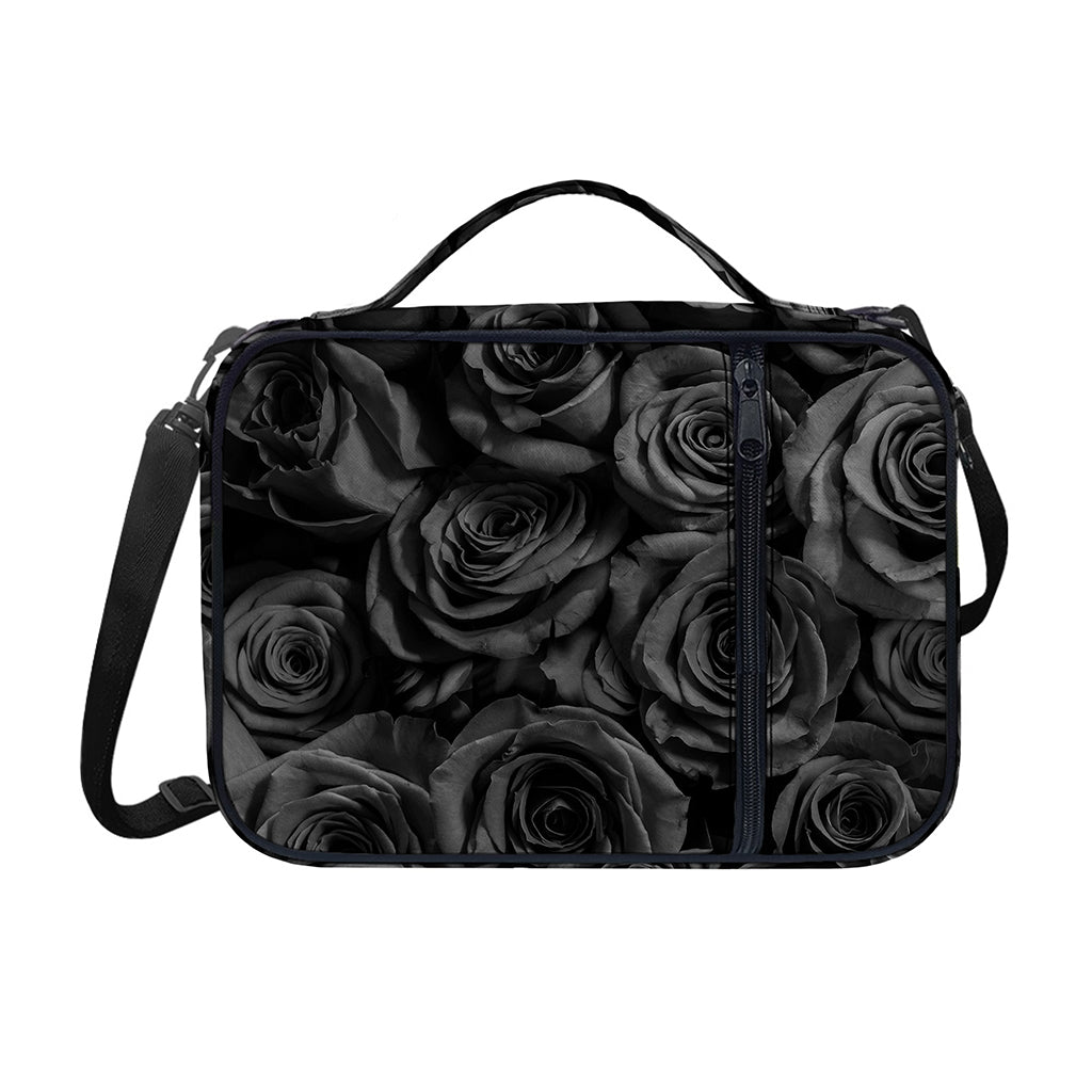 Black Rose Print Shoulder Strap Bible Bag