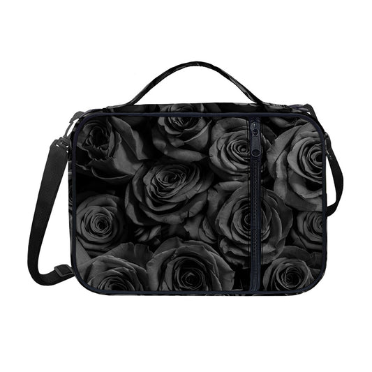 Black Rose Print Shoulder Strap Bible Bag