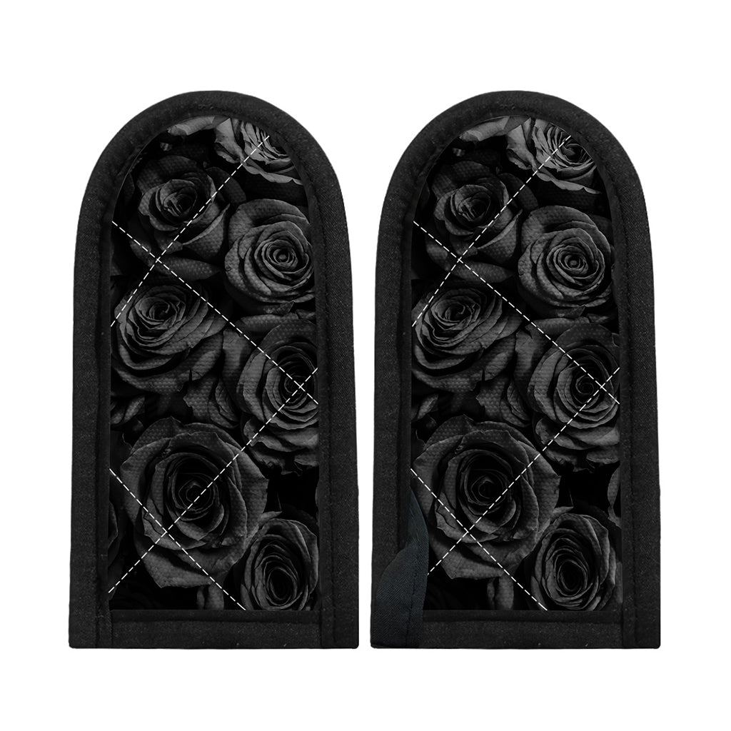 Black Rose Print Skillet Handle Cover