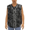 Black Rose Print Sleeveless Baseball Jersey