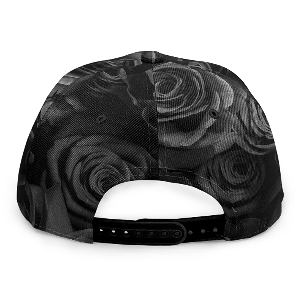 Black Rose Print Snapback Cap