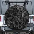 Black Rose Print Tire Cover
