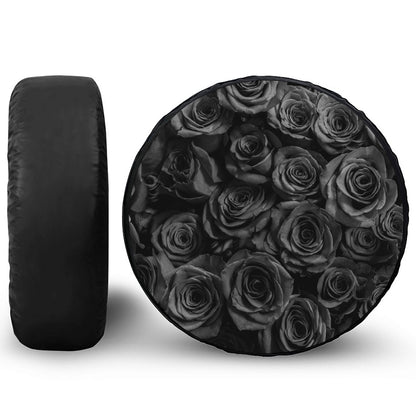Black Rose Print Tire Cover