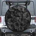 Black Rose Print Tire Cover With Camera Hole