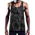 Black Rose Print Men's Workout Tank Top