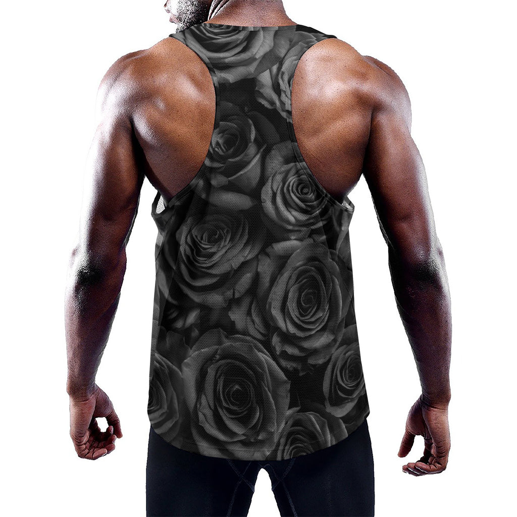 Black Rose Print Training Tank Top