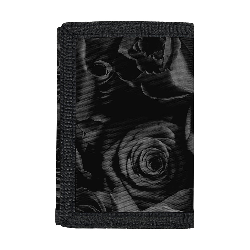 Black Rose Print Trifold Wallet