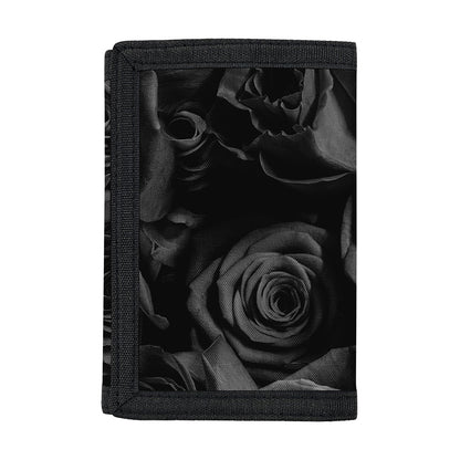 Black Rose Print Trifold Wallet