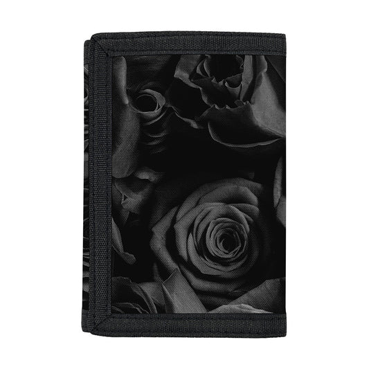 Black Rose Print Trifold Wallet