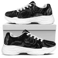 Black Rose Print White Chunky Shoes