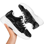Black Rose Print White Chunky Shoes