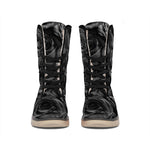 Black Rose Print Winter Boots