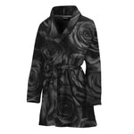 Black Rose Print Women's Bathrobe