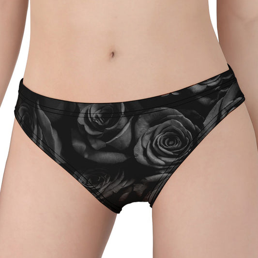 Black Rose Print Women's Panties