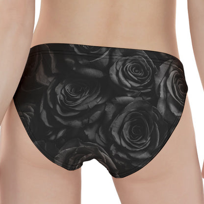 Black Rose Print Women's Panties