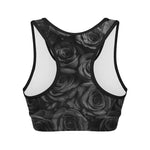 Black Rose Print Women's Sports Bra