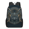 Black Samurai Mask Print 17 Inch Backpack