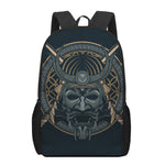 Black Samurai Mask Print 17 Inch Backpack