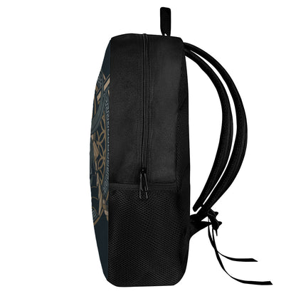 Black Samurai Mask Print 17 Inch Backpack