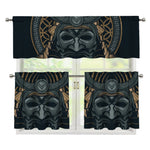 Black Samurai Mask Print 3 Piece Kitchen Curtains