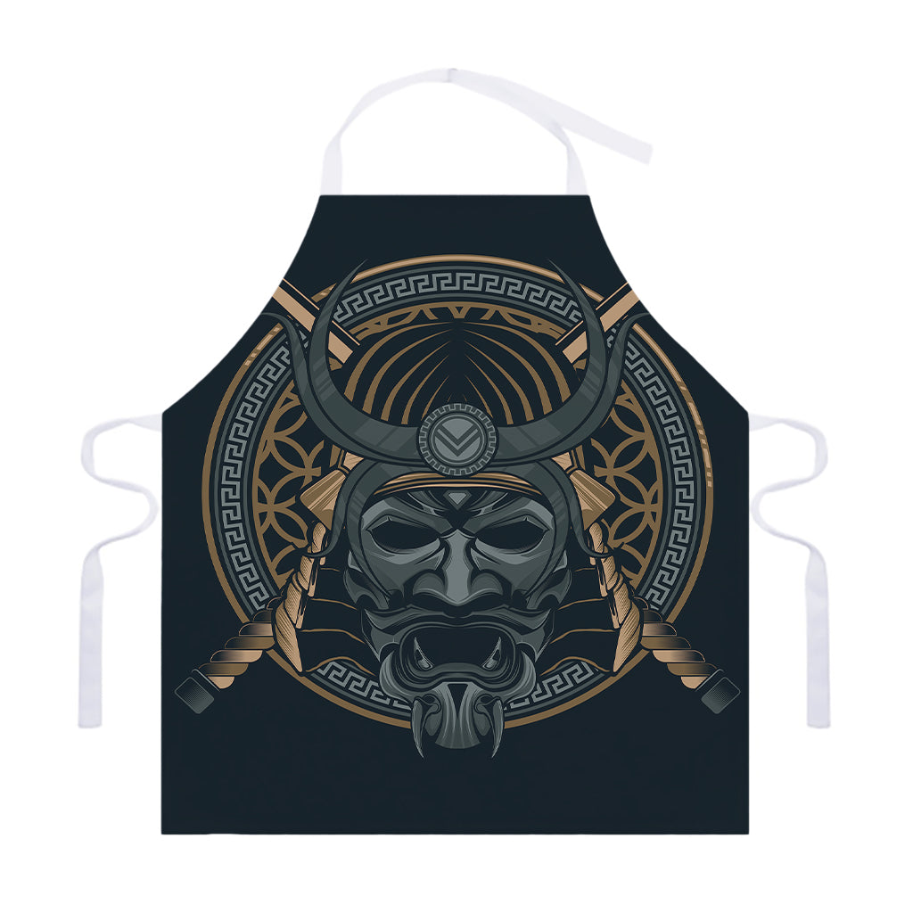 Black Samurai Mask Print Adjustable Apron