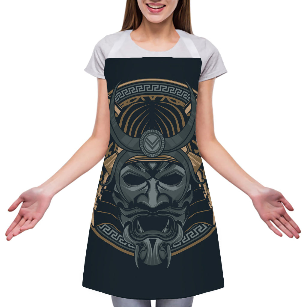 Black Samurai Mask Print Adjustable Apron