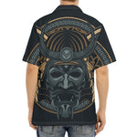 Black Samurai Mask Print Aloha Shirt
