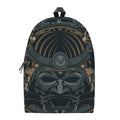 Black Samurai Mask Print School Backpack