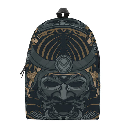 Black Samurai Mask Print Backpack