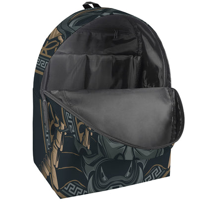 Black Samurai Mask Print Backpack