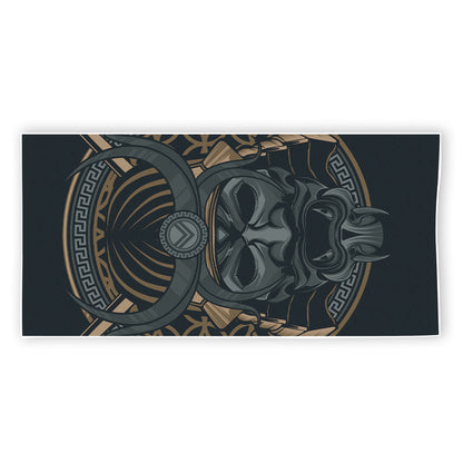 Black Samurai Mask Print Beach Towel