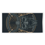 Black Samurai Mask Print Beach Towel