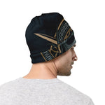 Black Samurai Mask Print Beanie