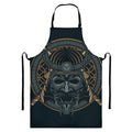 Black Samurai Mask Print Bib Apron With Pocket