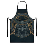 Black Samurai Mask Print Bib Apron With Pocket