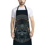 Black Samurai Mask Print Bib Apron With Pocket