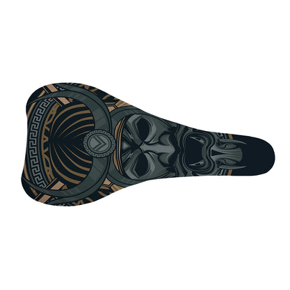 Black Samurai Mask Print Bicycle Seat Cover