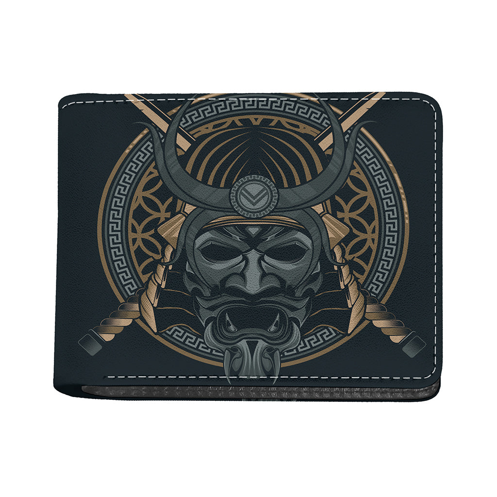 Black Samurai Mask Print Bifold Wallet