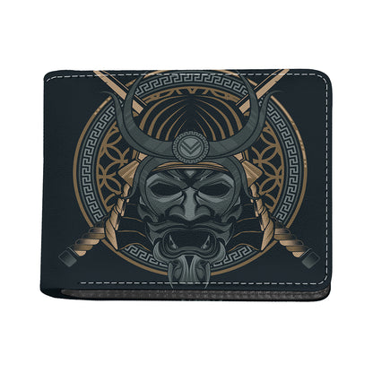 Black Samurai Mask Print Bifold Wallet