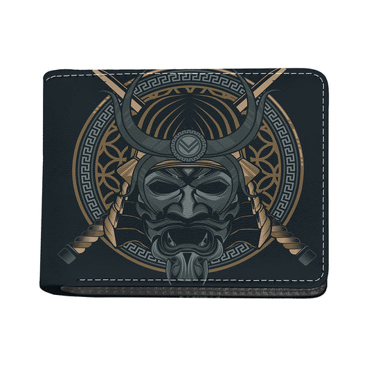 Black Samurai Mask Print Bifold Wallet