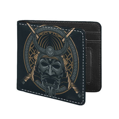 Black Samurai Mask Print Bifold Wallet