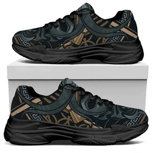 Black Samurai Mask Print Black Chunky Shoes