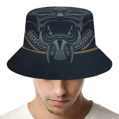 Black Samurai Mask Print Bucket Hat
